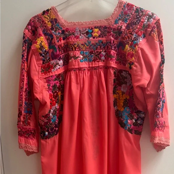 Vibrant Pink Embroidered Kids Dress - Picture 2 of 7